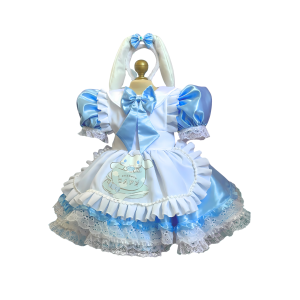 Sweet White Puppy Blue Dress